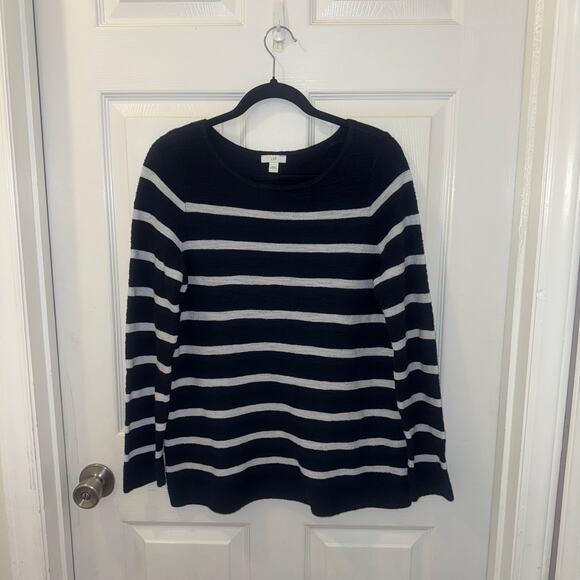 J. Jill navy and white stripe lightweight sweater size Small cotton knit coastal - Picture 1 of 5